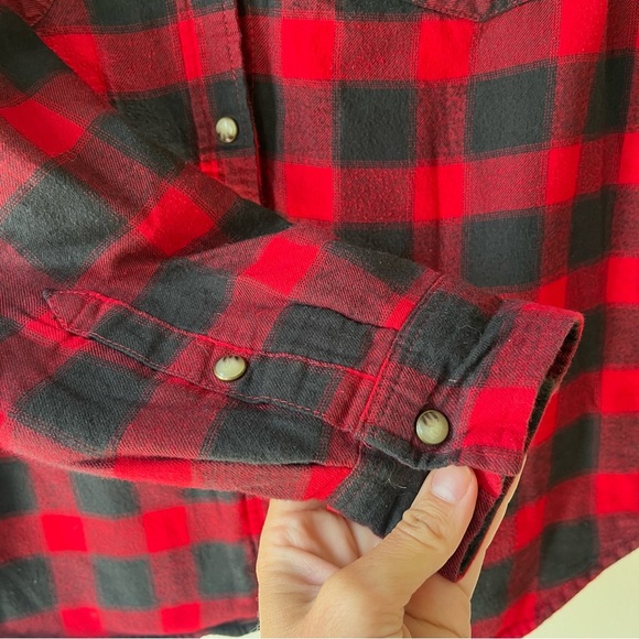 JACHS Girlfriend Sherpa Lined Buffalo Plaid Flannel Shirt Jacket Size Large - Picture 12 of 12